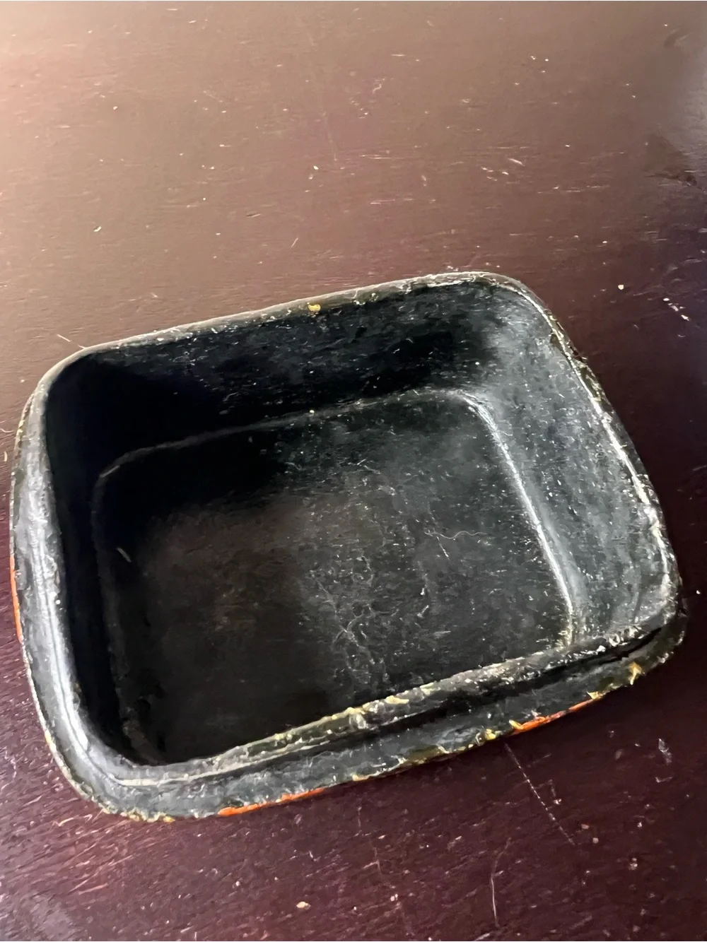 Vintage 1970s Kashmiri Papier Mâché Jewelry Box Domed Lid Gold Floral Trinket